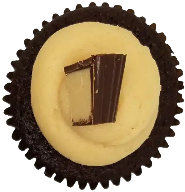 Top view of Chocolate Peanut Butter cupcake
