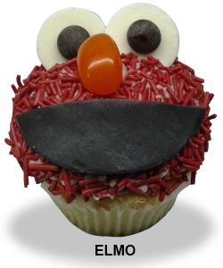 Toronto Cupcakes featuring a fuzzy character like Elmo